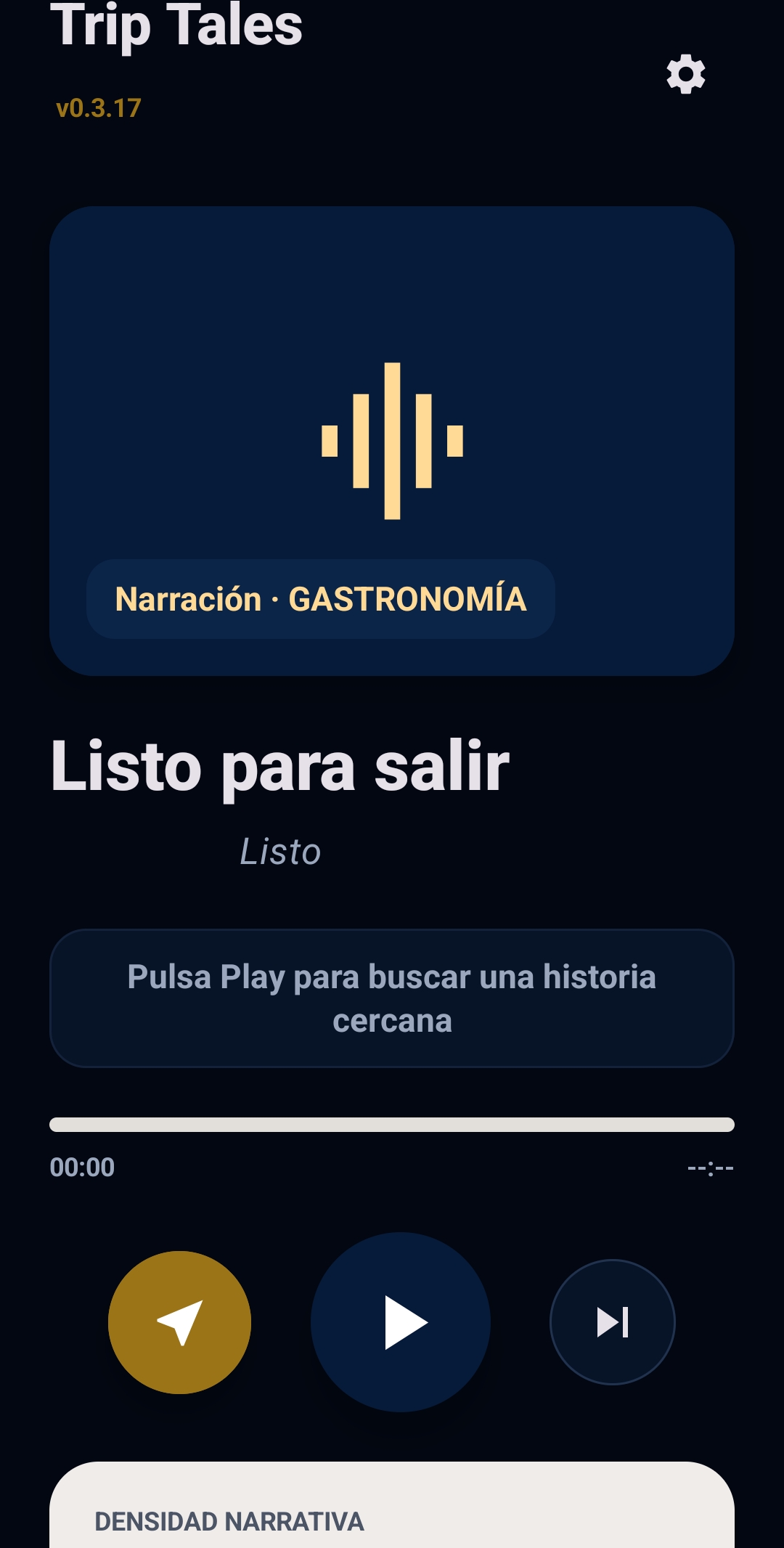 Pantalla de Trip Tales